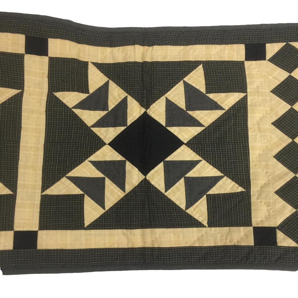 Hand Quilted Primitive flying geese Heritage Star 16"x50" patchwork Table Runner & Toppers by HOME HEART Brands(Made in India)