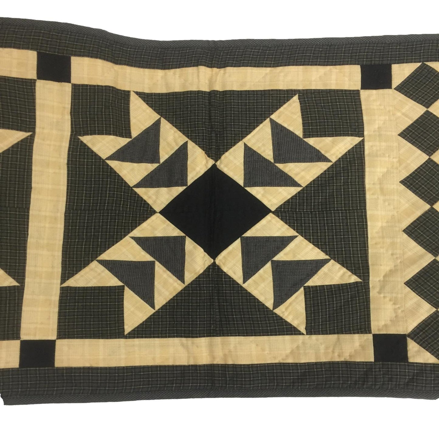 Hand Quilted Primitive flying geese Heritage Star 16"x50" patchwork Table Runner & Toppers by HOME HEART Brands(Made in India)