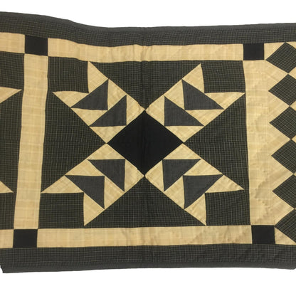 Hand Quilted Primitive flying geese Heritage Star 16"x50" patchwork Table Runner & Toppers by HOME HEART Brands(Made in India)