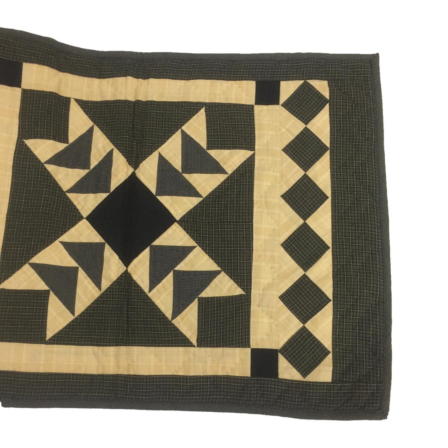 Hand Quilted Primitive flying geese Heritage Star 16"x50" patchwork Table Runner & Toppers by HOME HEART Brands(Made in India)