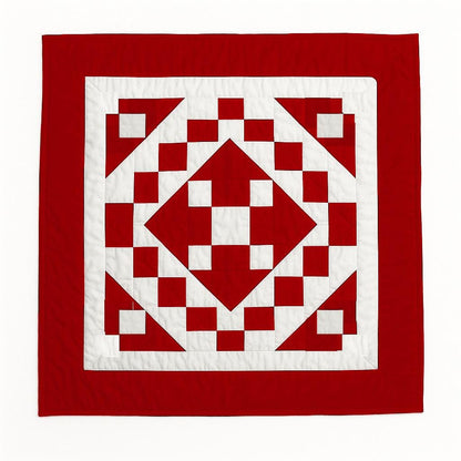 Hand made hand quilted Block quilt, Throw, Table topper, table accent piece, Red Diamond square cotton Heirloom Quality by HOME HEART Brands