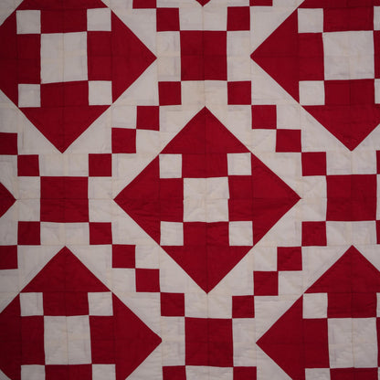 Hand made hand quilted Block quilt, Throw, Table topper, table accent piece, Red Diamond square cotton Heirloom Quality by HOME HEART Brands