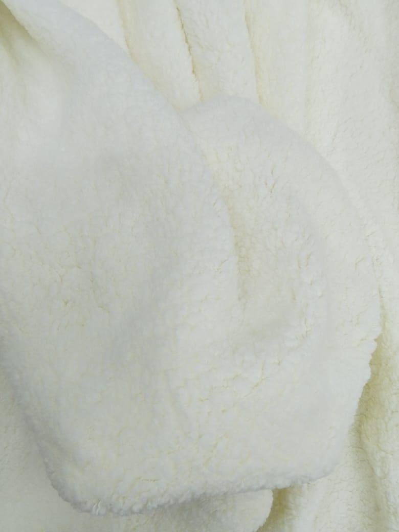 Fabric soft Ivory Plush Sherpa upholstery Plush Fabric choose your yard in cut collection 97 inch wide by HOME HEART Brands (Made in India)