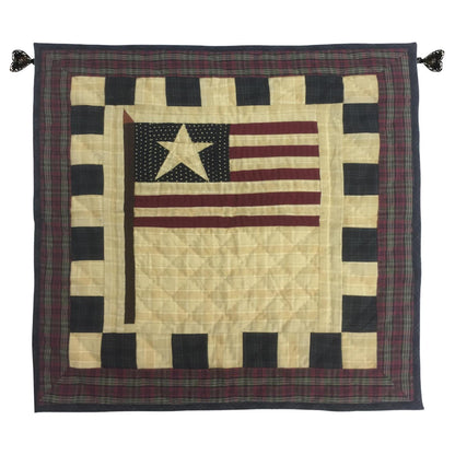 Old glory flag hand quilted crafted 19"X19" block square quilt, small quilt, Table Topper calico  by Home Heart brands (Made in India)