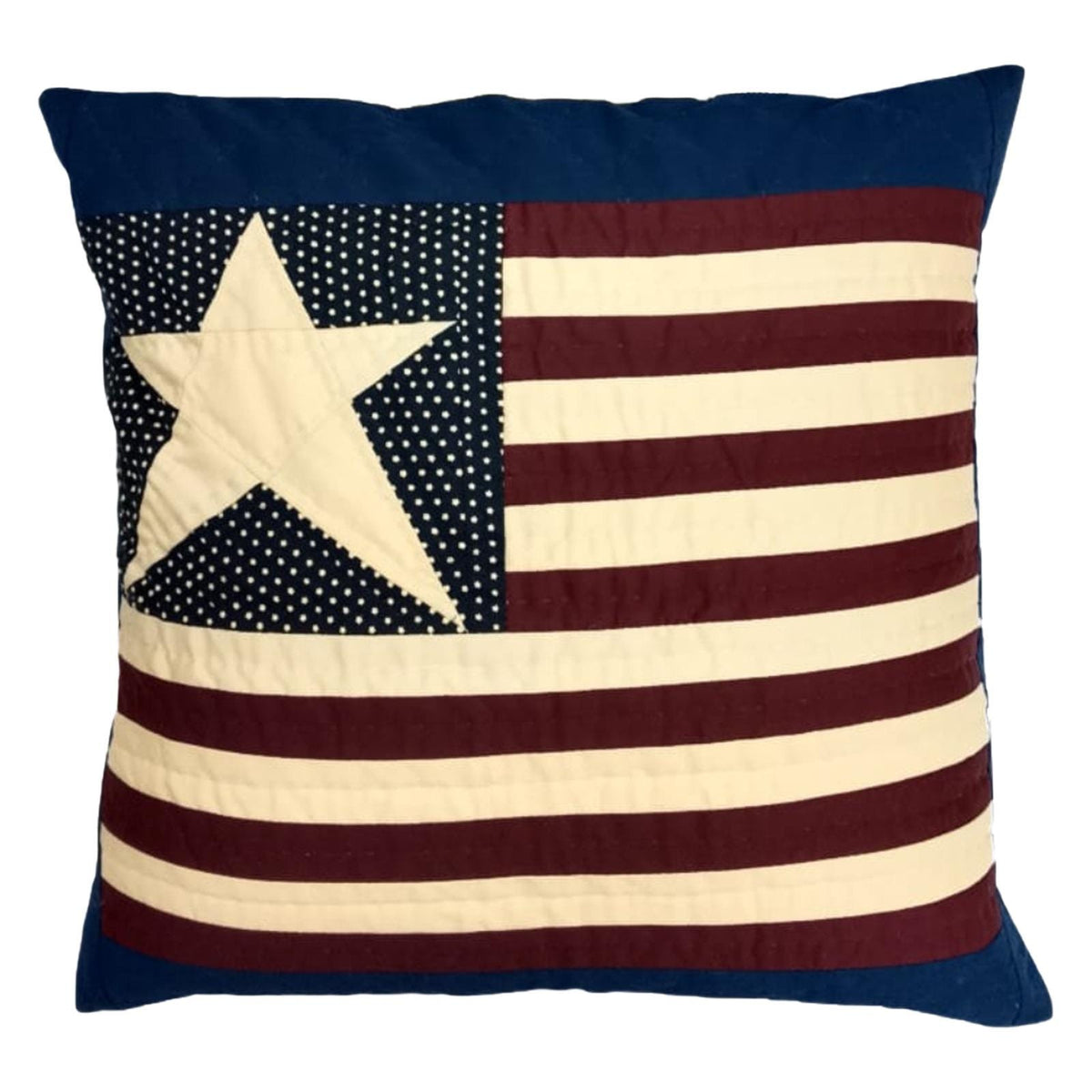 Hand made hand quilted patchwork pillow, cushion cover, calico American Flag Primitive pillow cover by HOME HEART Brands(made in India)