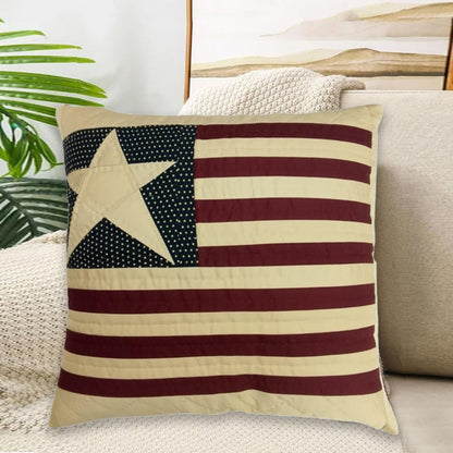 Hand made hand Quilted patchwork pillow cover, cushion, Rustic Americana handmade Star pillow cover by HOME HEART Brands(made in India)