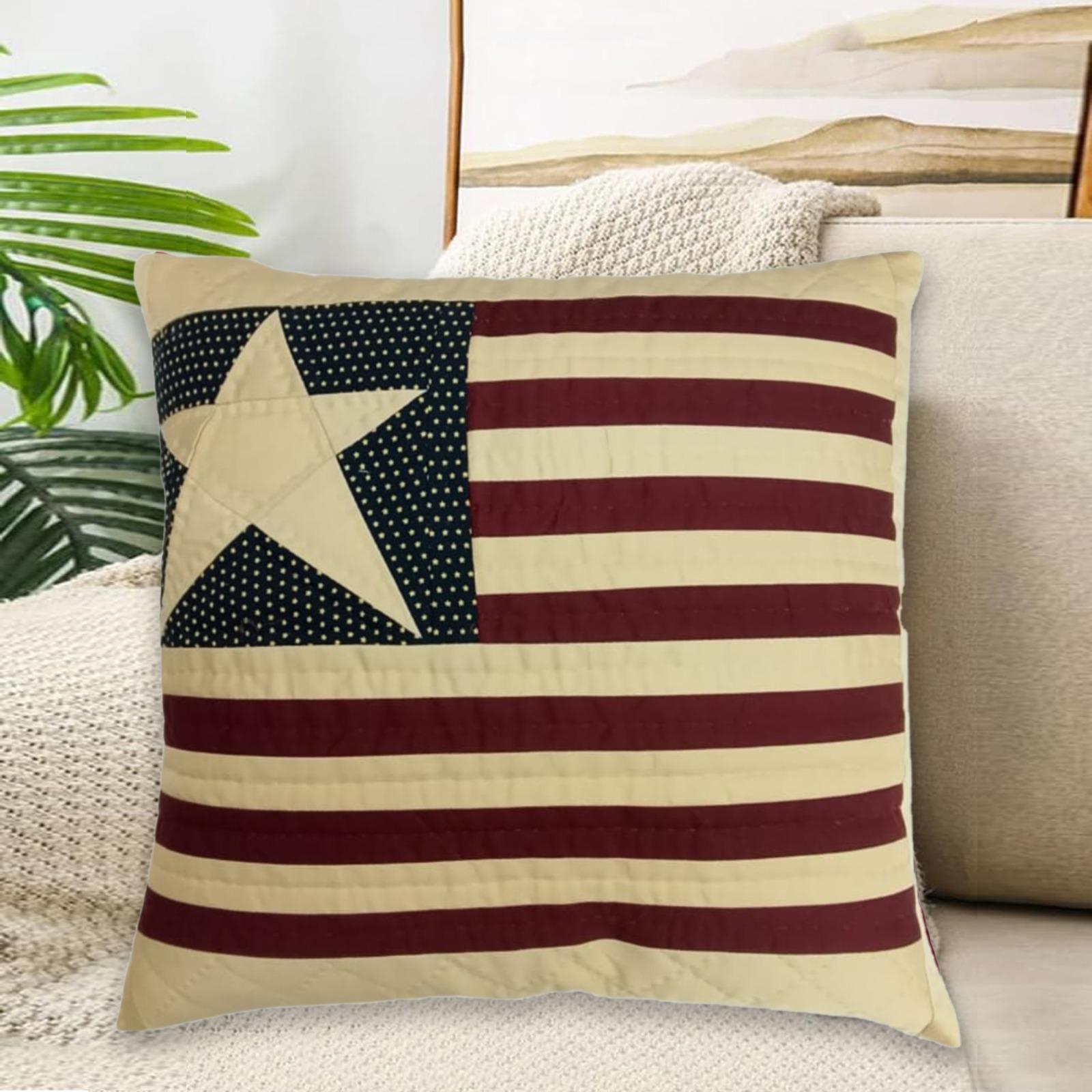 Hand made hand Quilted patchwork pillow cover, cushion, Rustic Americana handmade Star pillow cover by HOME HEART Brands(made in India)