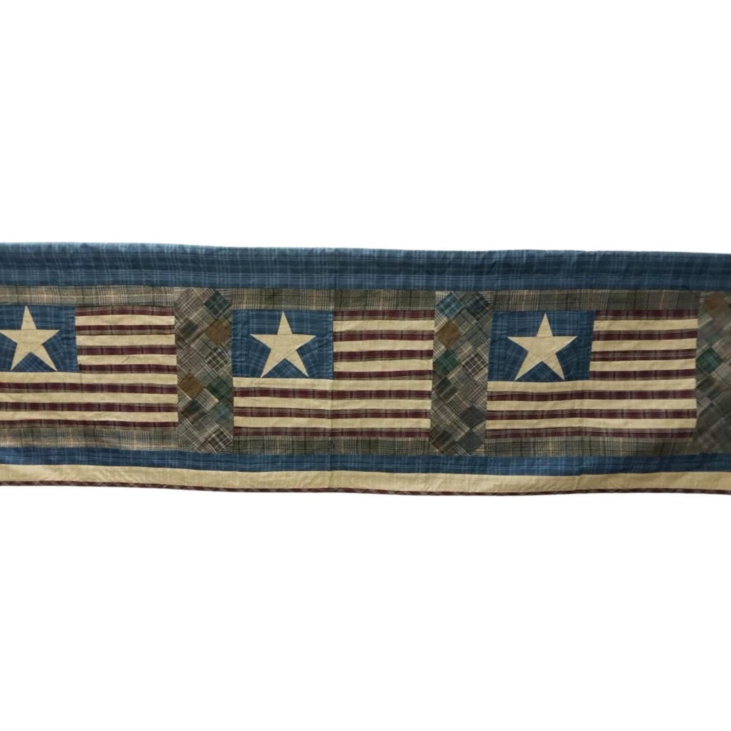 Window valance panel Plaid patchwork quilted Old glory Americana flag Window Treatment  valance 17"x72" by HOME HEART Brands (Made in India)