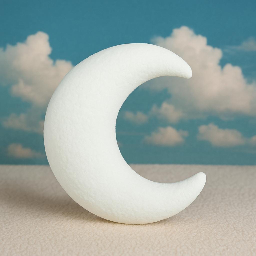 Sherpa moon pillow soft plush, neutral moon pillow, neutral moon decor, sherpa moon shaped pillow by HOME HEART Brands (Made in India)
