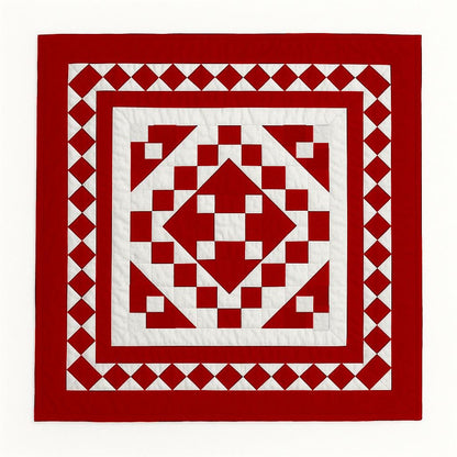Hand made hand quilted patchwork pillow cover, cushion cover, throw pillow calico red diamond square by HOME HEART Brands(made in India)