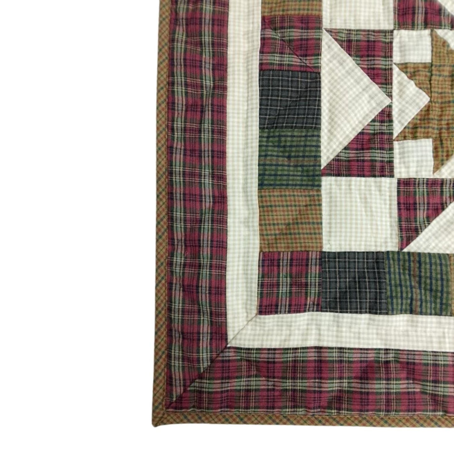 Barn star quilted 19"X19" hand crafted block square quilt, small quilt, Table Topper calico fabric by Home Heart brands (Made in India)