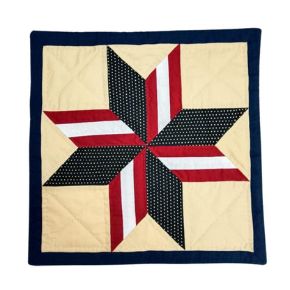 Hand made hand Quilted patchwork pillow cover, cushion cover, calico Americana Starburst pillow cover by HOME HEART Brands(made in India)