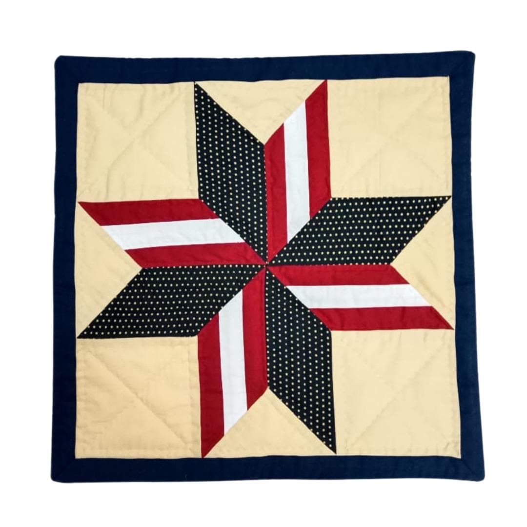 Hand made hand Quilted patchwork pillow cover, cushion cover, calico Americana Starburst pillow cover by HOME HEART Brands(made in India)