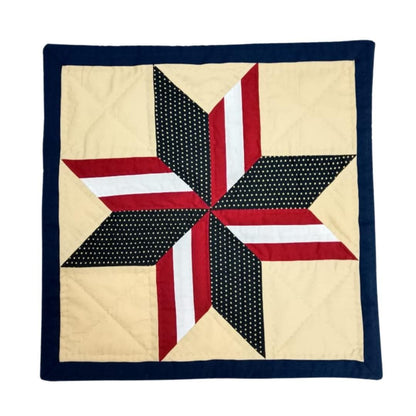Hand made hand Quilted patchwork pillow cover, cushion cover, calico Americana Starburst pillow cover by HOME HEART Brands(made in India)