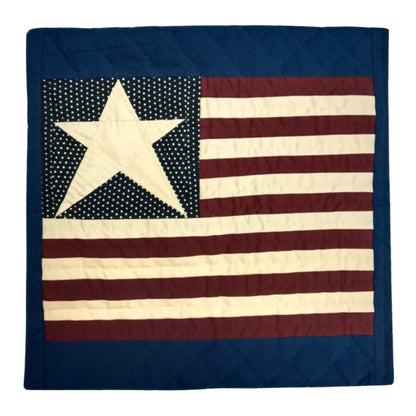 Hand made hand quilted patchwork pillow, cushion cover, calico American Flag Primitive pillow cover by HOME HEART Brands(made in India)