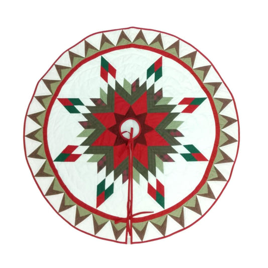 Christmas tree skirt patchwork Lone Star Quilted Christmas Tree Skirt – Calico Patchwork, Handmade by HOME HEART Brands( Made in India)