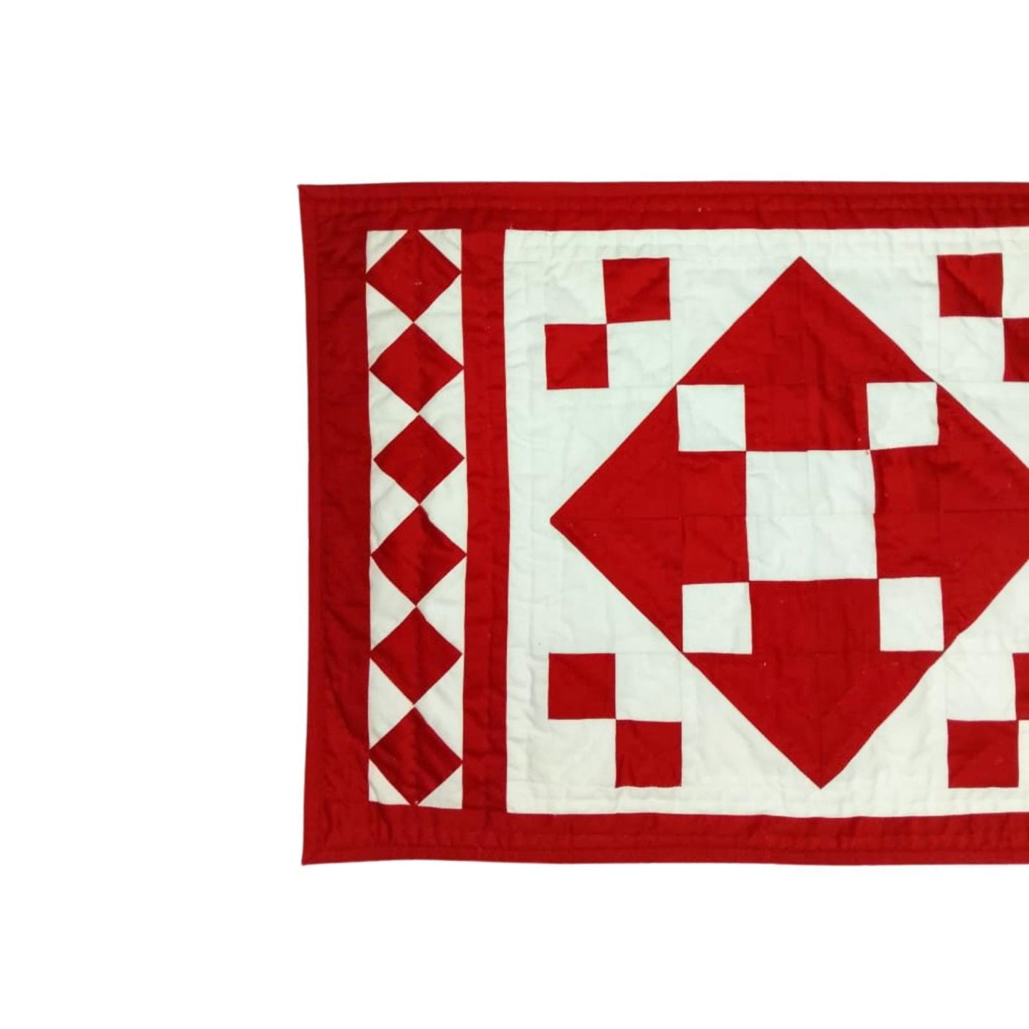 Table runner hand quilted, patchwork, Table Toppers Calico Red diamond square Patchwork Table runner by HOME HEART Brands(made in INDIA)