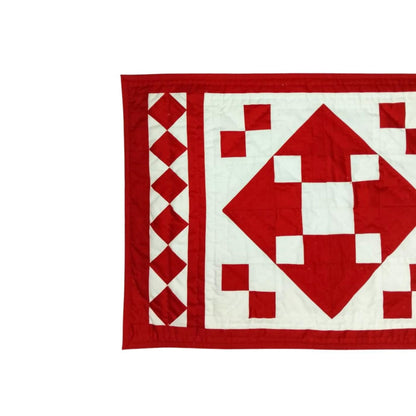 Table runner hand quilted, patchwork, Table Toppers Calico Red diamond square Patchwork Table runner by HOME HEART Brands(made in INDIA)