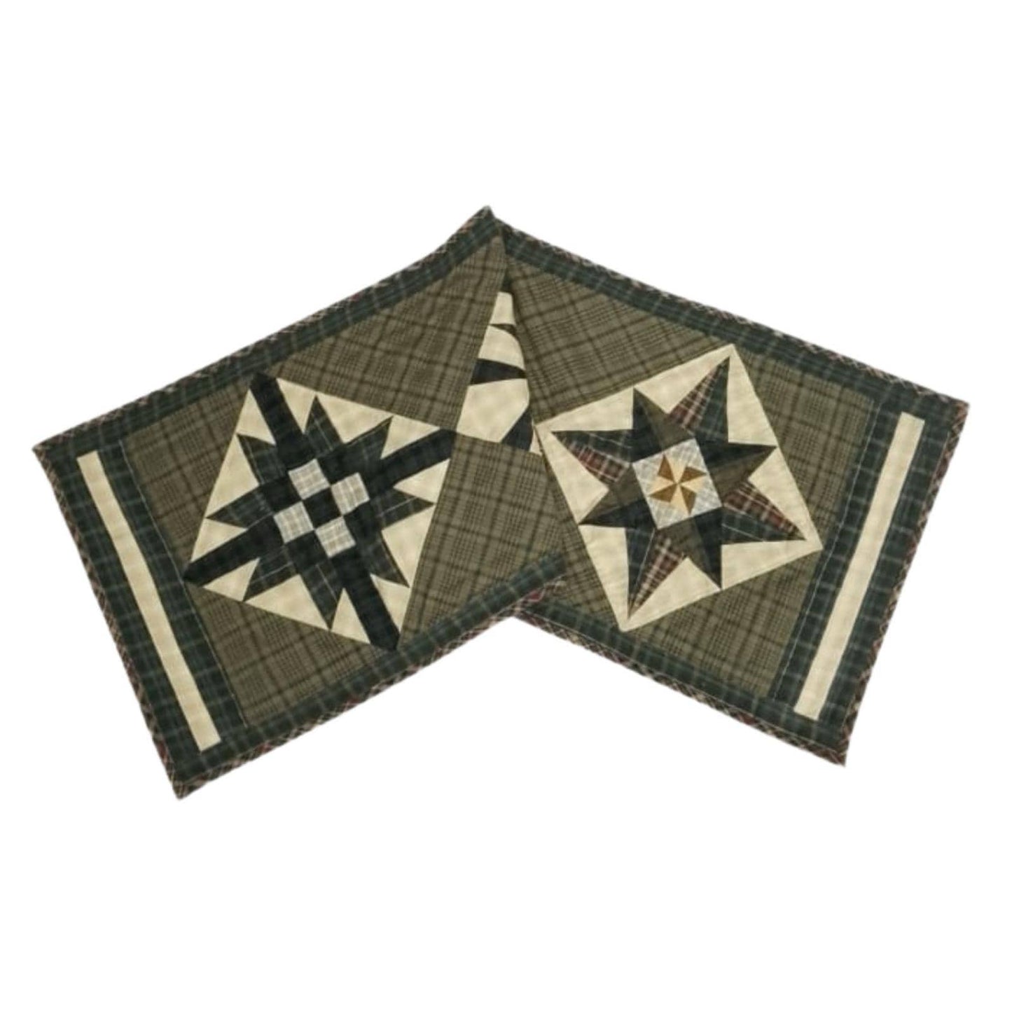 Table runner hand quilted, Table Toppers Star of Star plaid Patchwork Table runner Country Style  by HOME HEART Brands(made in INDIA)
