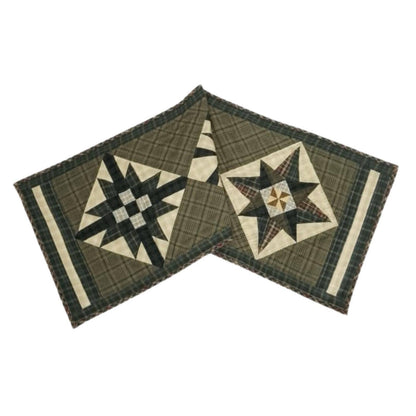 Table runner hand quilted, Table Toppers Star of Star plaid Patchwork Table runner Country Style  by HOME HEART Brands(made in INDIA)
