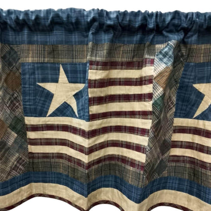 Window valance panel Plaid patchwork quilted Old glory Americana flag Window Treatment  valance 17"x72" by HOME HEART Brands (Made in India)