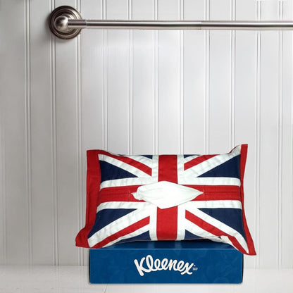 Tissue box Cover 8"x12" handcrafted Union Jack patchwork quilted Cover – 100% Cotton by HOME HEART Brands(Made in India)