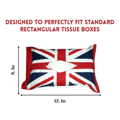Tissue box Cover 8"x12" handcrafted Union Jack patchwork quilted Cover – 100% Cotton by HOME HEART Brands(Made in India)