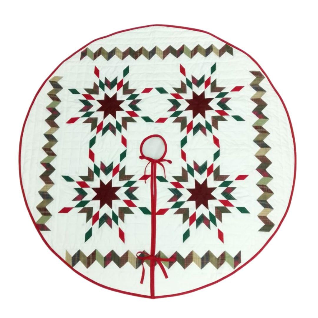 Christmas tree skirt patchwork Star Garland Quilted Christmas Tree Skirt – Calico Patchwork, Handmade by HOME HEART Brands( Made in India)
