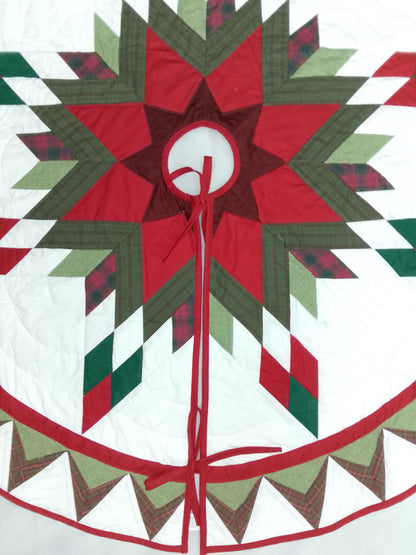 Christmas tree skirt patchwork Lone Star Quilted Christmas Tree Skirt – Calico Patchwork, Handmade by HOME HEART Brands( Made in India)
