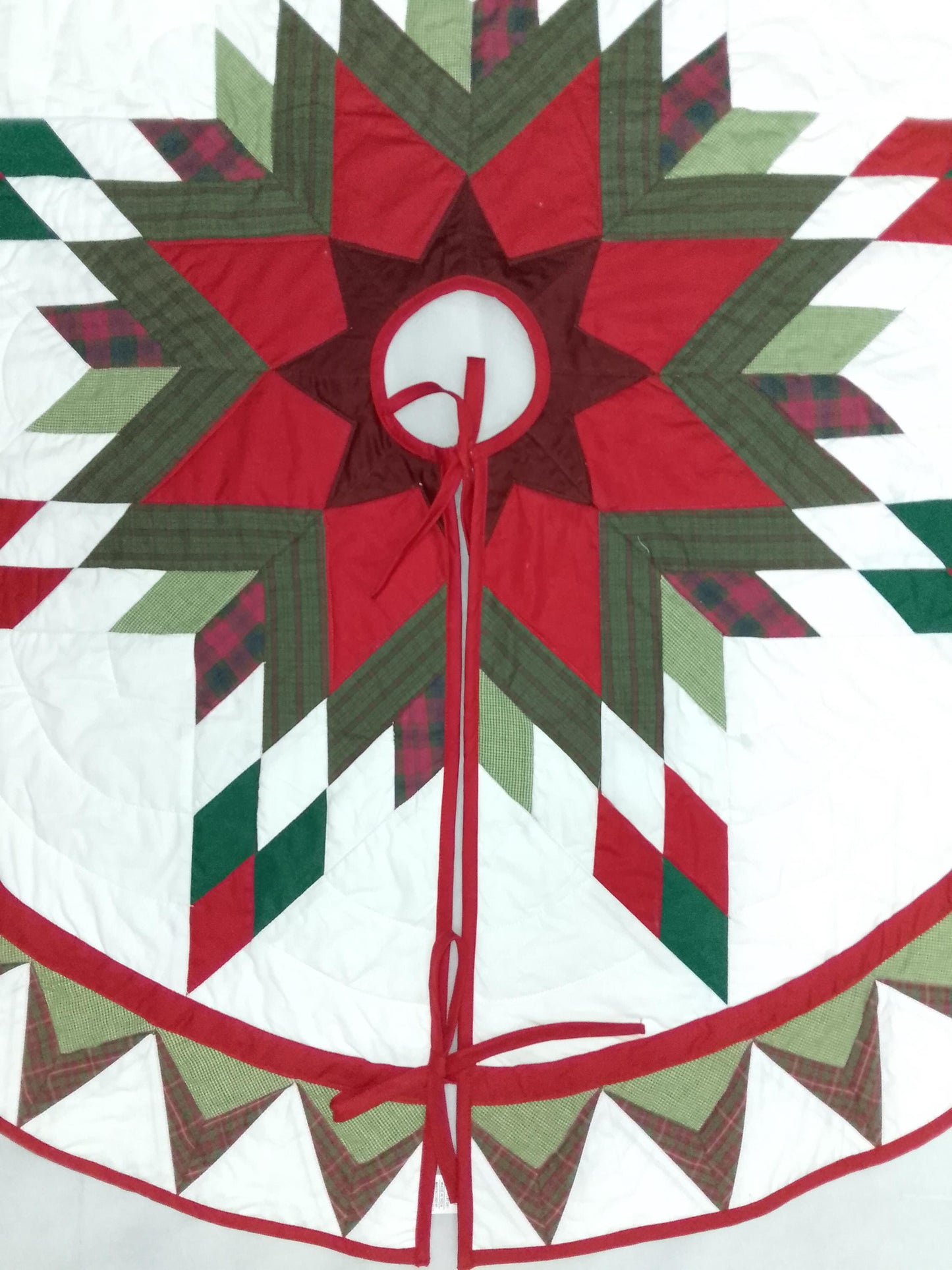 Christmas tree skirt patchwork Lone Star Quilted Christmas Tree Skirt – Calico Patchwork, Handmade by HOME HEART Brands( Made in India)