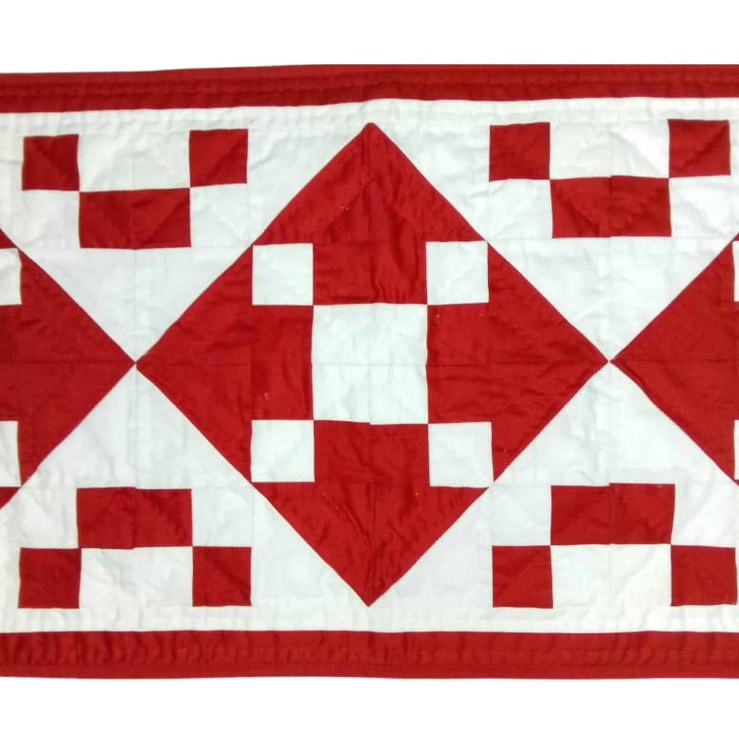 Table runner hand quilted, patchwork, Table Toppers Calico Red diamond square Patchwork Table runner by HOME HEART Brands(made in INDIA)