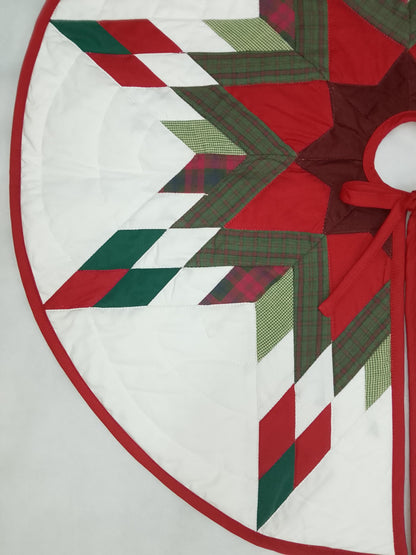 Christmas tree skirt patchwork Lone Star Quilted Christmas Tree Skirt – Calico Patchwork, Handmade by HOME HEART Brands( Made in India)