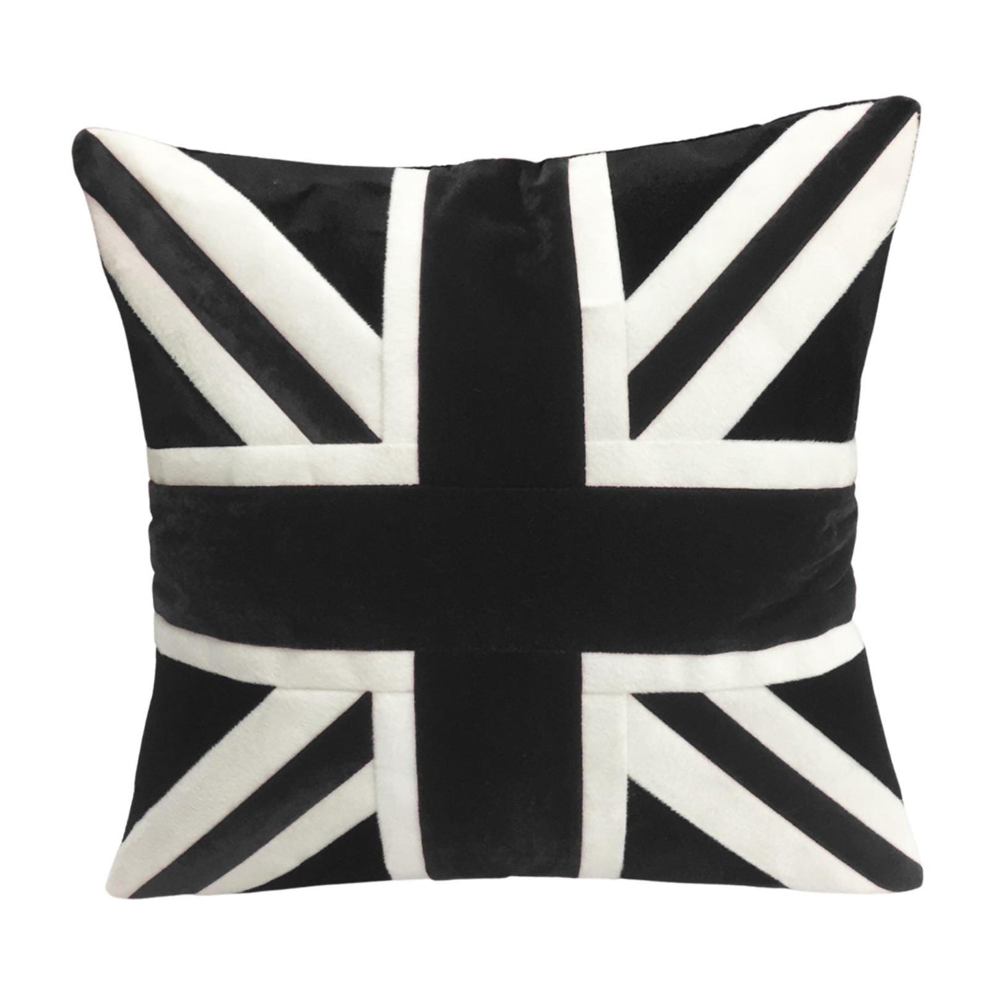 Velvet Union Jack pillow cover, cushion cover (pillow not included) black & white micro velvet fabric by HOME HEART Brands(made in India)