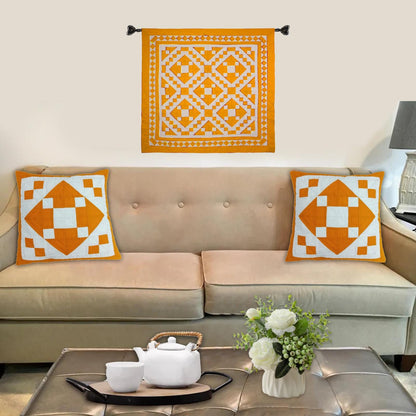 Hand made hand Quilted patchwork pillow cover, cushion cover, throw pillow cover Calico Autumn diamond by HOME HEART Brands(made in India)