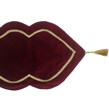 Table runner velvet Handcrafted Scallop Design burgundy wine Velvet, Gold Trim Double Layer Heirloom by HOME HEART Brands(Made in India)