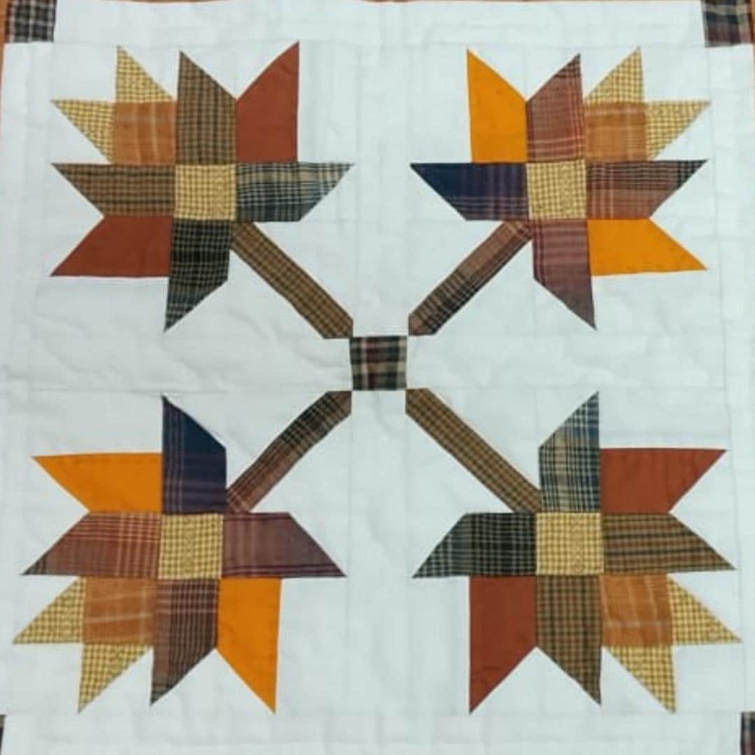 Hand made hand quilted quilt, table accent piece, Table topper Autumn leaves fall quilt 100% Cotton Heirloom Quality by HOME HEART Brands