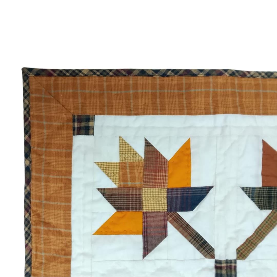 Hand made hand quilted quilt, table accent piece, Table topper Autumn leaves fall quilt 100% Cotton Heirloom Quality by HOME HEART Brands