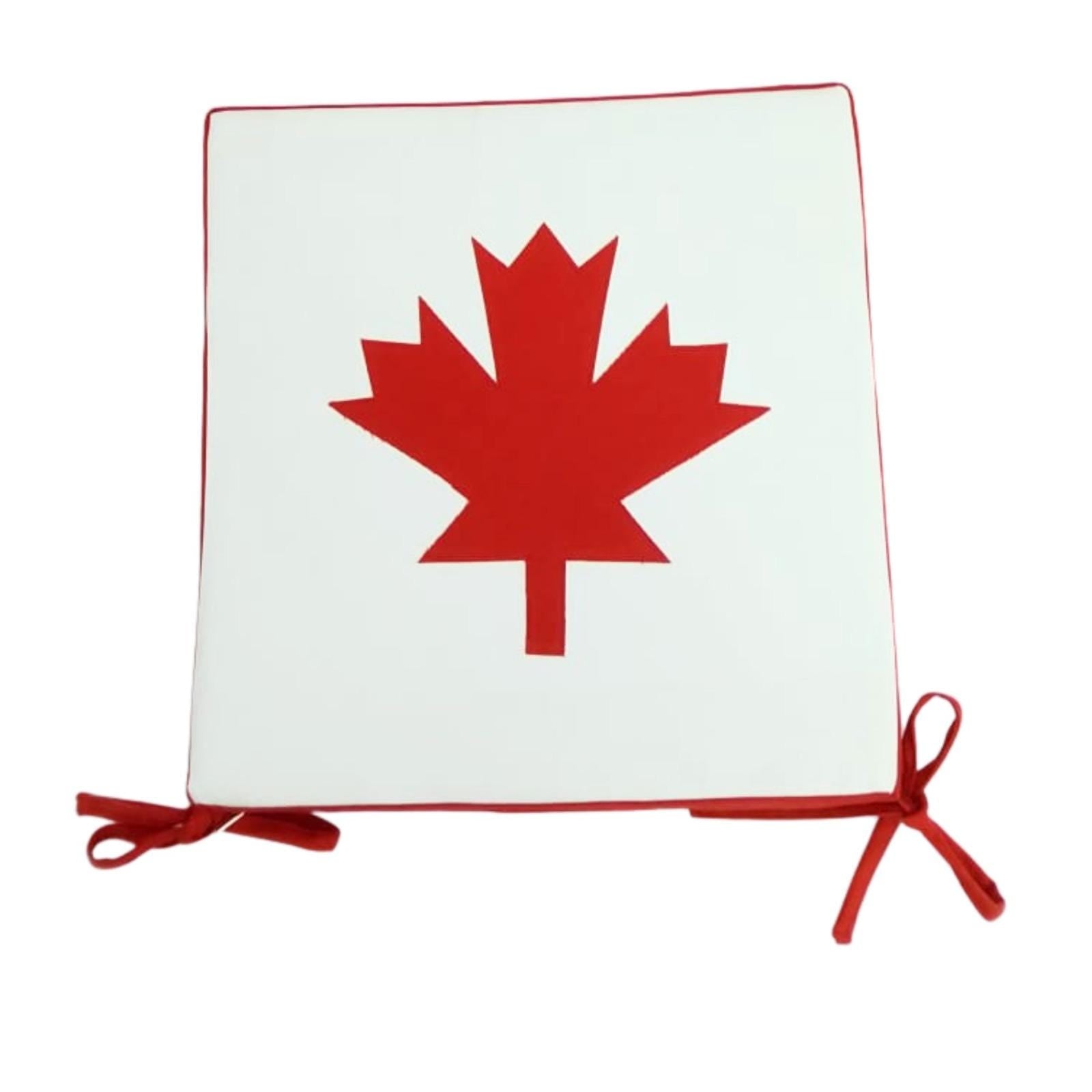 Chair Pad Maple Pride Canada Flag Duck Cotton with Zipper tapestry fabric 1.5 inch thick seat pad ties by Home Heart Brands(Made in India)