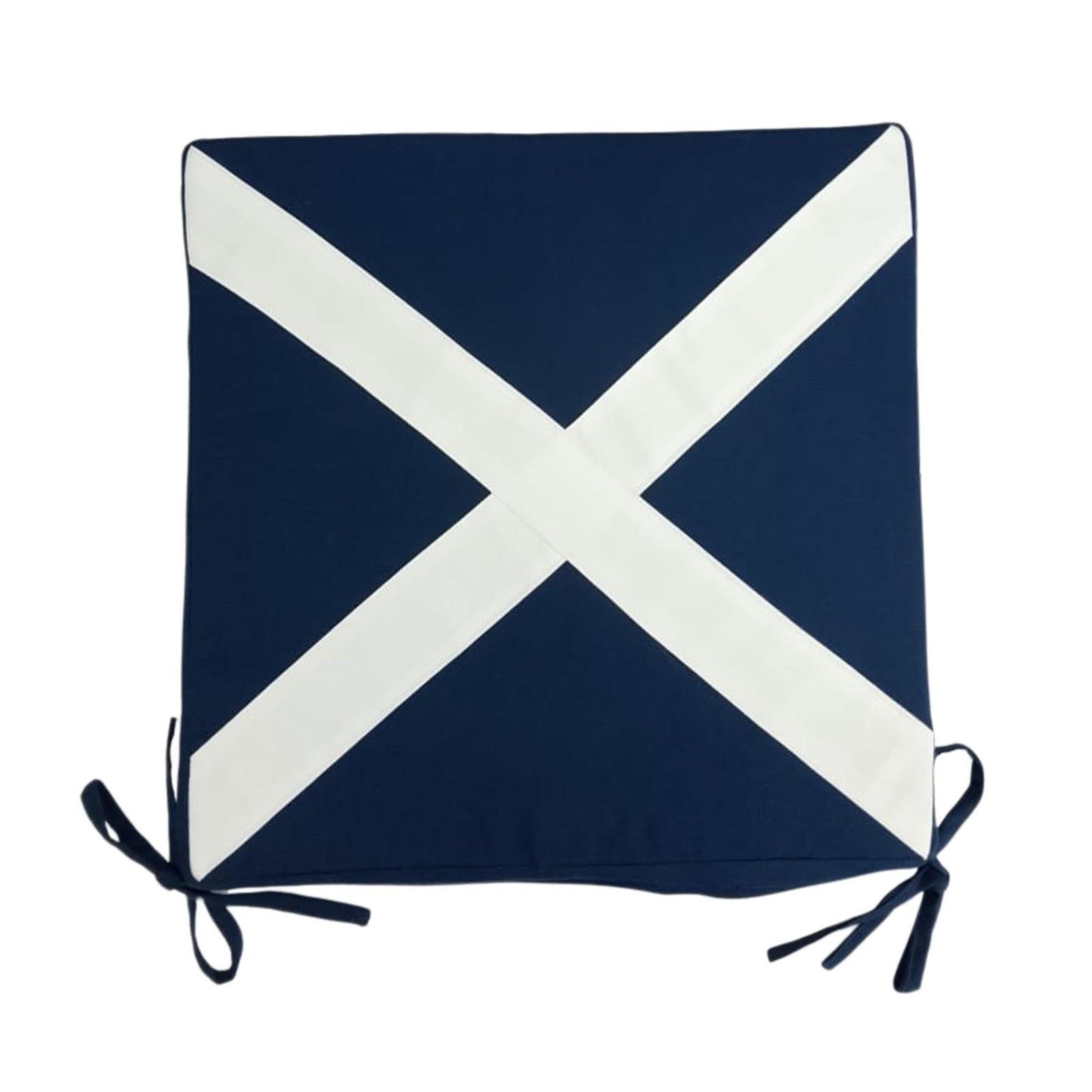 Chair Pad Scotland Flag | St. Andrew's Cross Duck Cotton with Zipper tapestry fabric 1.5 inch thick seat pad with ties by Home Heart Brands
