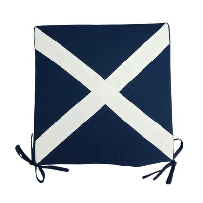 Chair Pad Scotland Flag | St. Andrew's Cross Duck Cotton with Zipper tapestry fabric 1.5 inch thick seat pad with ties by Home Heart Brands