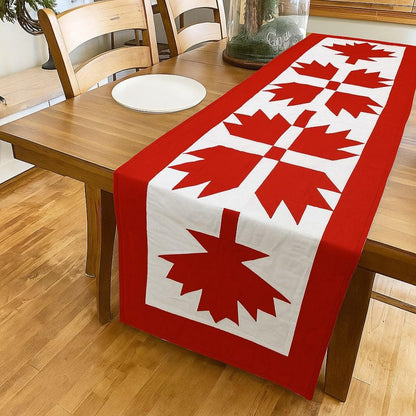 Table runner hand quilted patchwork Table Runner Toppers Canada Flag Bear Paw Quilt Cotton Handmade by HOME HEART Brands (made in INDIA)