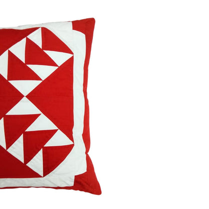 Hand made hand quilted patchwork pillow cover, cushion cover, throw pillow calico Bear paw red white by HOME HEART Brands(made in India)