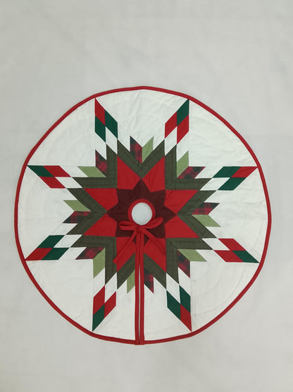 Christmas tree skirt patchwork Lone Star Quilted Christmas Tree Skirt – Calico Patchwork, Handmade by HOME HEART Brands( Made in India)