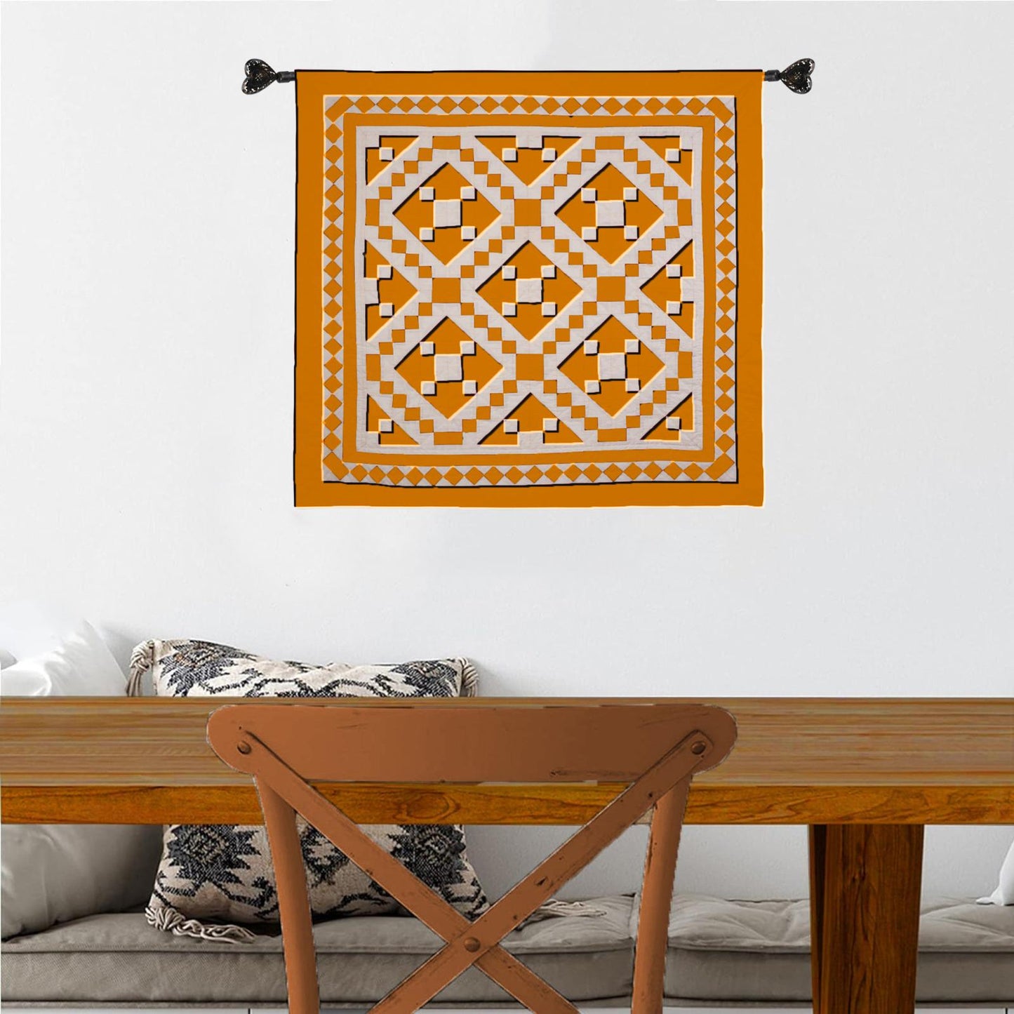 Wall hanging Hand made hand quilted quilt, Throws, Table topper, Baby Quilt Autumn diamond square cotton Quality by HOME HEART Brands