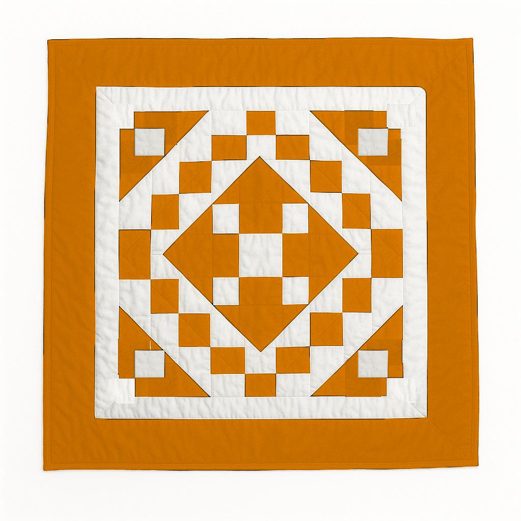 Hand made hand quilted quilt, table accent piece, Table topper Autumn Diamond square quilt 100% Cotton Heirloom Quality by HOME HEART Brands