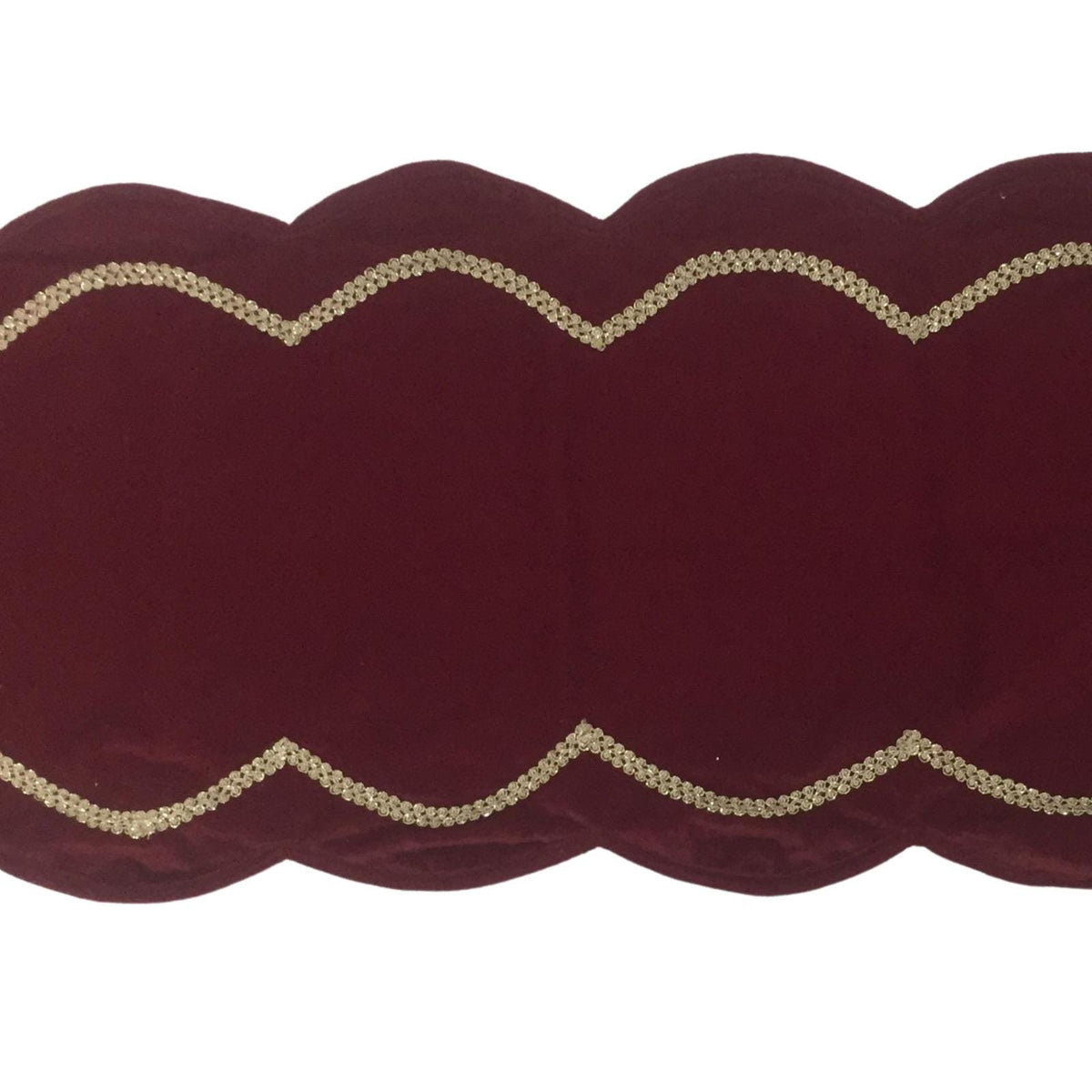 Table runner velvet Handcrafted Scallop Design burgundy wine Velvet, Gold Trim Double Layer Heirloom by HOME HEART Brands(Made in India)