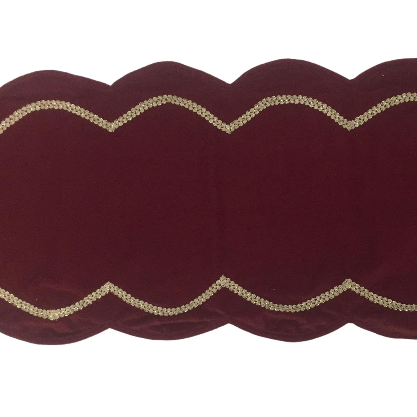 Table runner velvet Handcrafted Scallop Design burgundy wine Velvet, Gold Trim Double Layer Heirloom by HOME HEART Brands(Made in India)