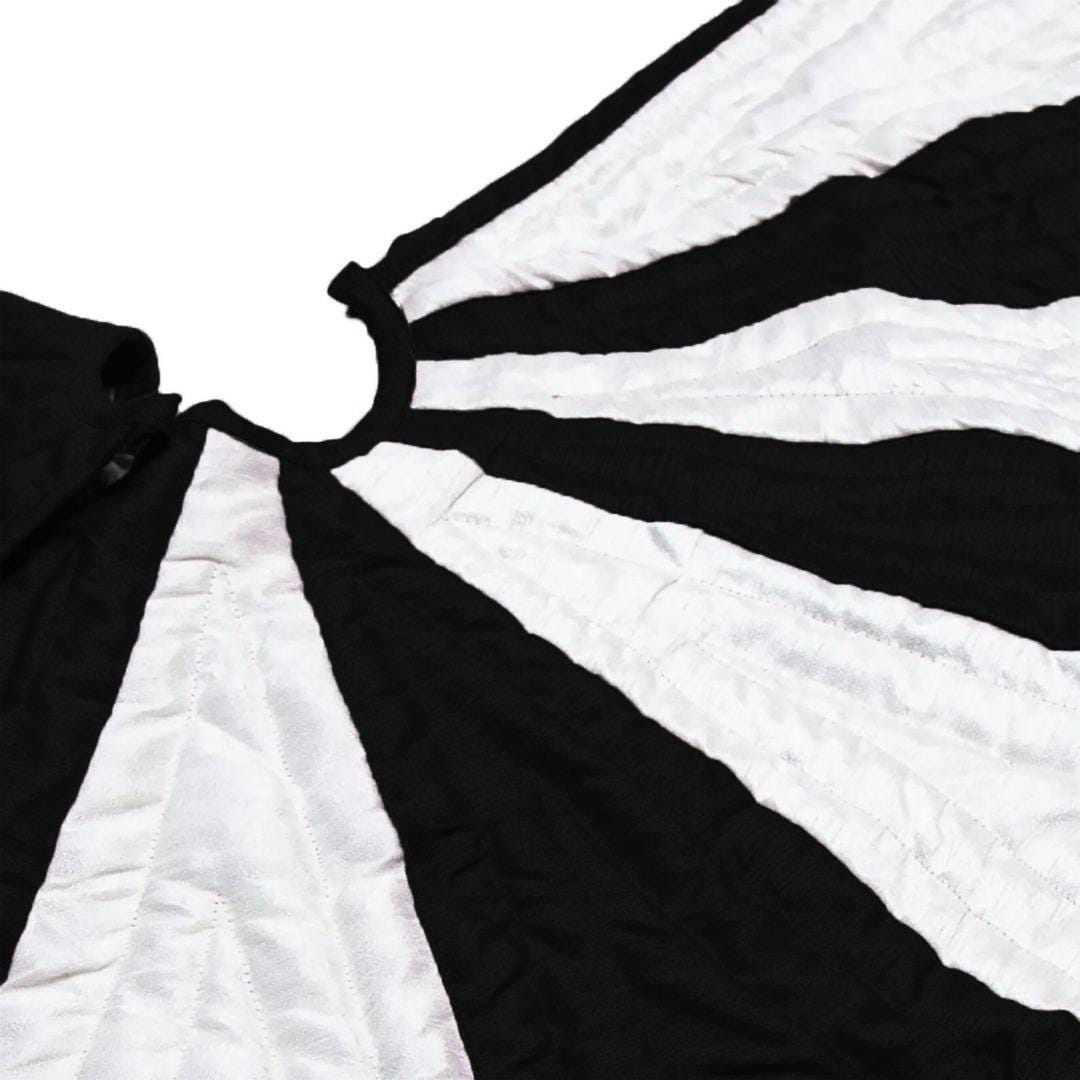 Christmas tree skirt black & white faux silk Holiday Pinwheel Patchwork and intricate quilting thick  tree skirt by HOME HEART Brands