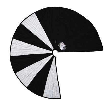 Christmas tree skirt black & white faux silk Holiday Pinwheel Patchwork and intricate quilting thick  tree skirt by HOME HEART Brands