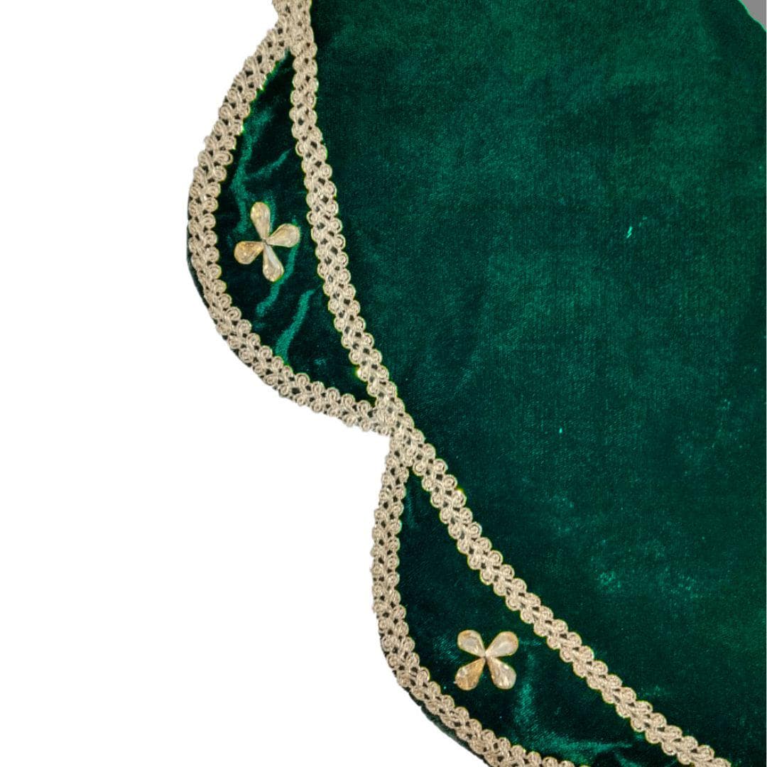 Christmas Tree Skirt Velvet Starburst Skirt handcrafted green Velvet, stone work double Layer by HOME HEART Brands(Made in India)